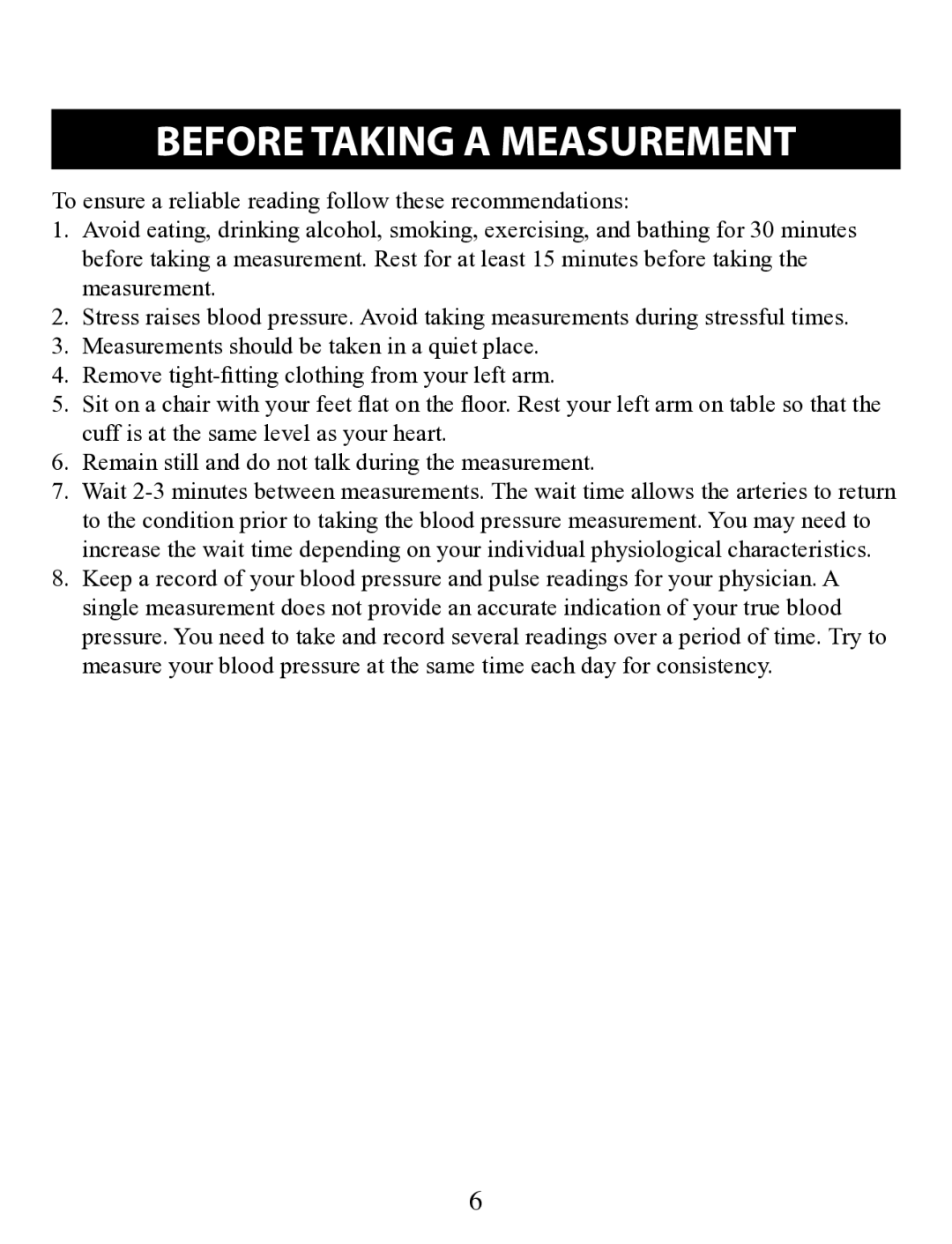 Omron Healthcare BP710 instruction manual Before Taking a Measurement 