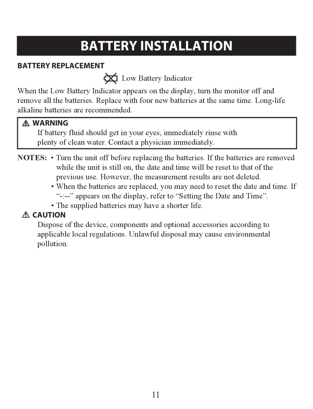 Omron Healthcare BP742 instruction manual Battery Replacement 