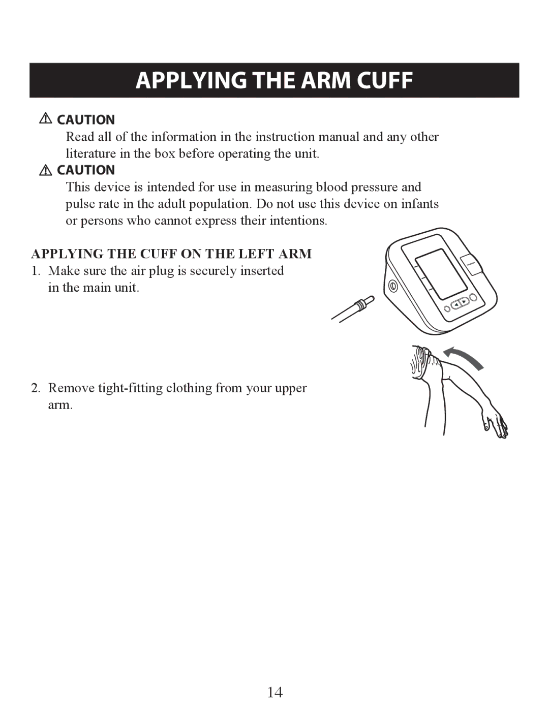 Omron Healthcare BP742 instruction manual Applying the ARM Cuff 