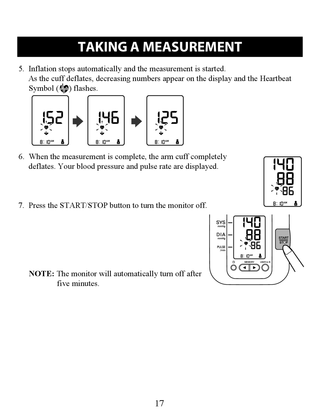 Omron Healthcare BP742 instruction manual Press the START/STOP button to turn the monitor off 