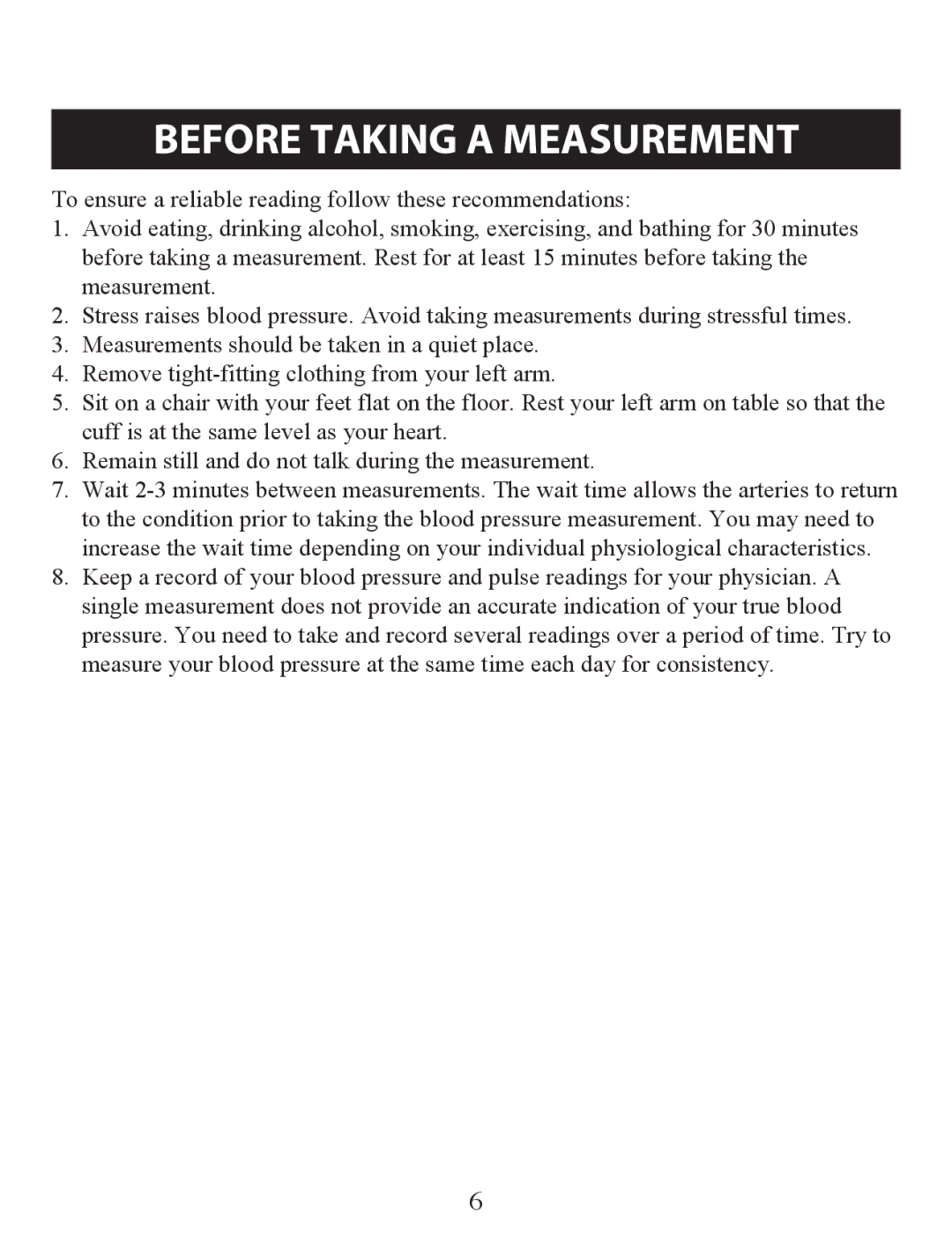 Omron Healthcare BP742 instruction manual Before Taking a Measurement 