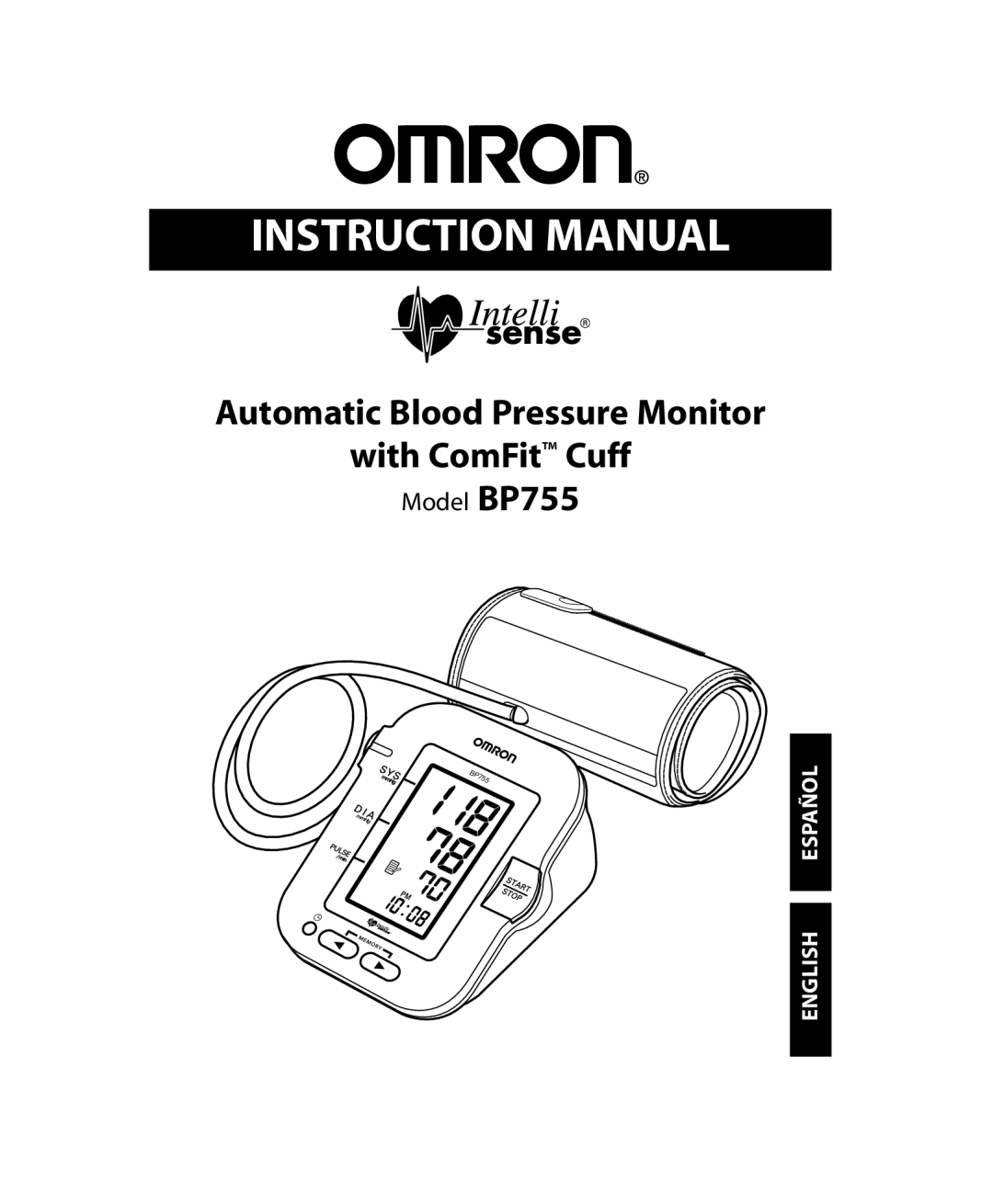 Omron Healthcare BP755 instruction manual Automatic Blood Pressure Monitor With ComFit Cuff 