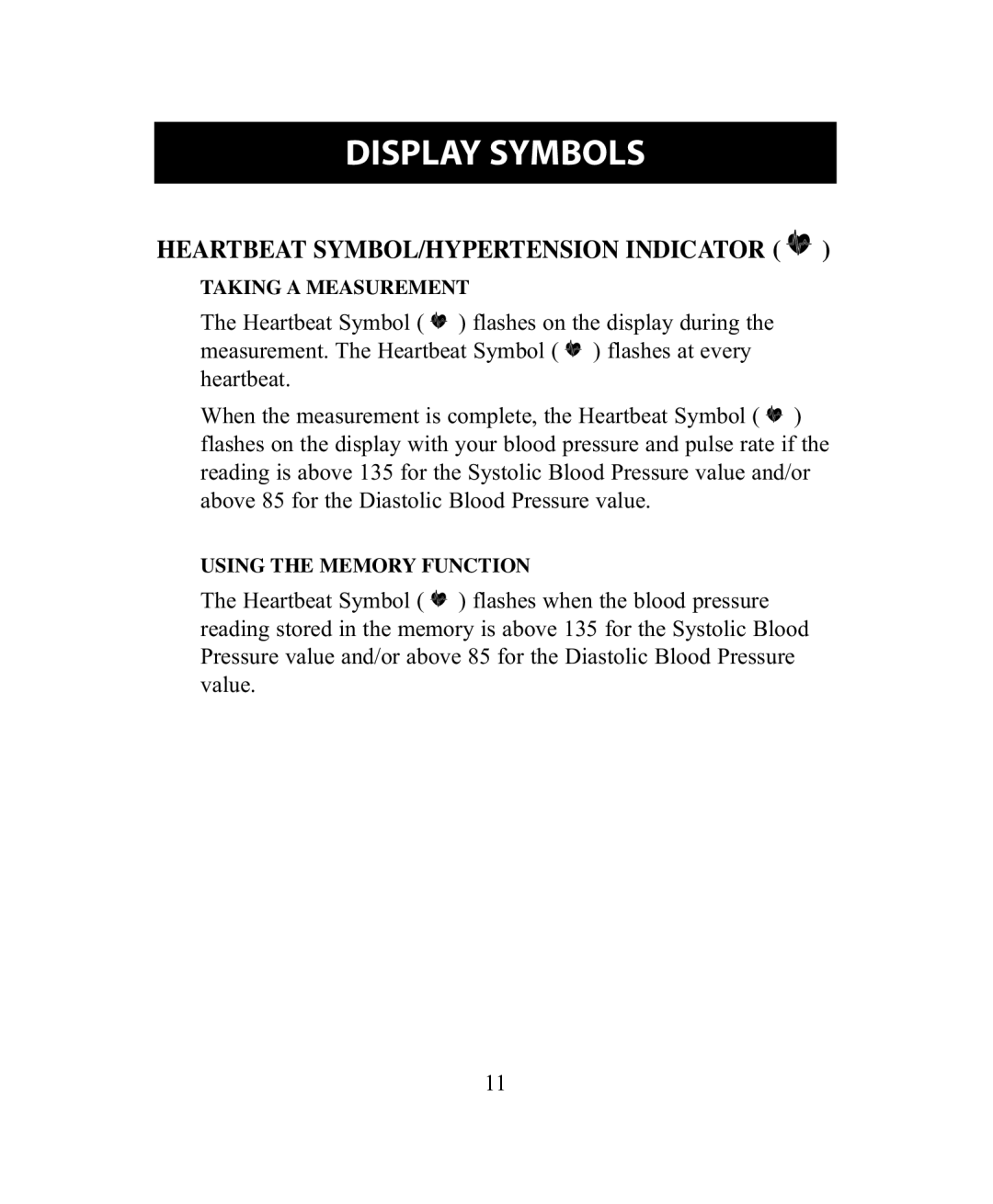 Omron Healthcare BP755 instruction manual Heartbeat SYMBOL/HYPERTENSION Indicator 