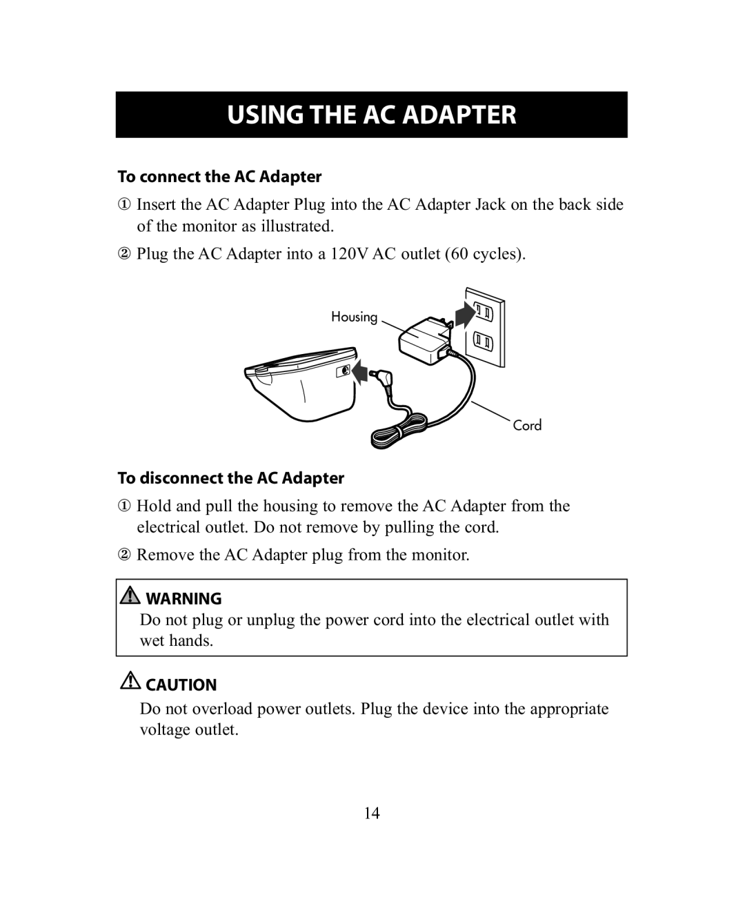 Omron Healthcare BP755 instruction manual To connect the AC Adapter 