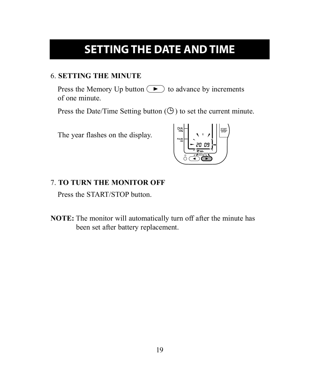 Omron Healthcare BP755 instruction manual Setting the Minute 