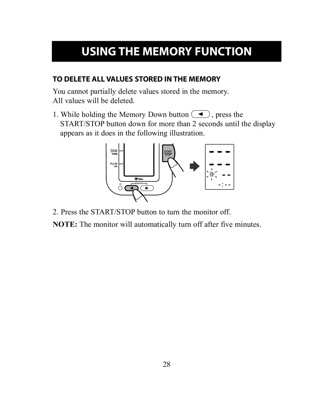 Omron Healthcare BP755 instruction manual To Delete ALL Values Stored in the Memory 