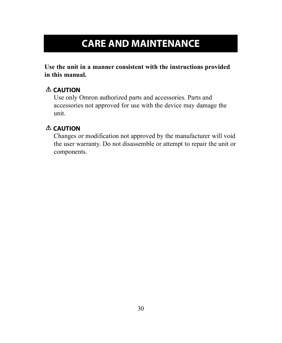 Omron Healthcare BP755 instruction manual Care and Maintenance 