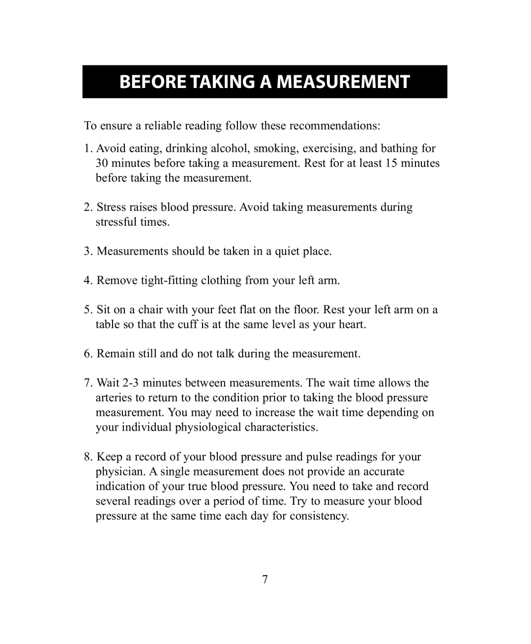 Omron Healthcare BP755 instruction manual Before Taking a Measurement 