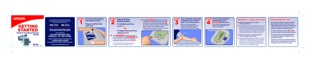 Omron Healthcare BP755 instruction manual Plug arm cu into the main unit, Bathing, smoking or drinking alcohol 