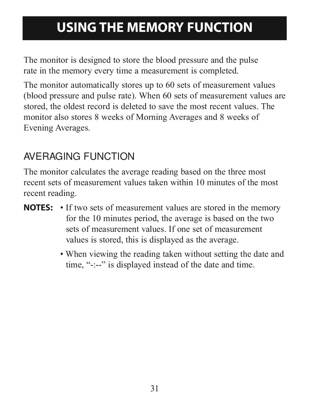 Omron Healthcare BP760 instruction manual Using the Memory Function, Averaging Function 