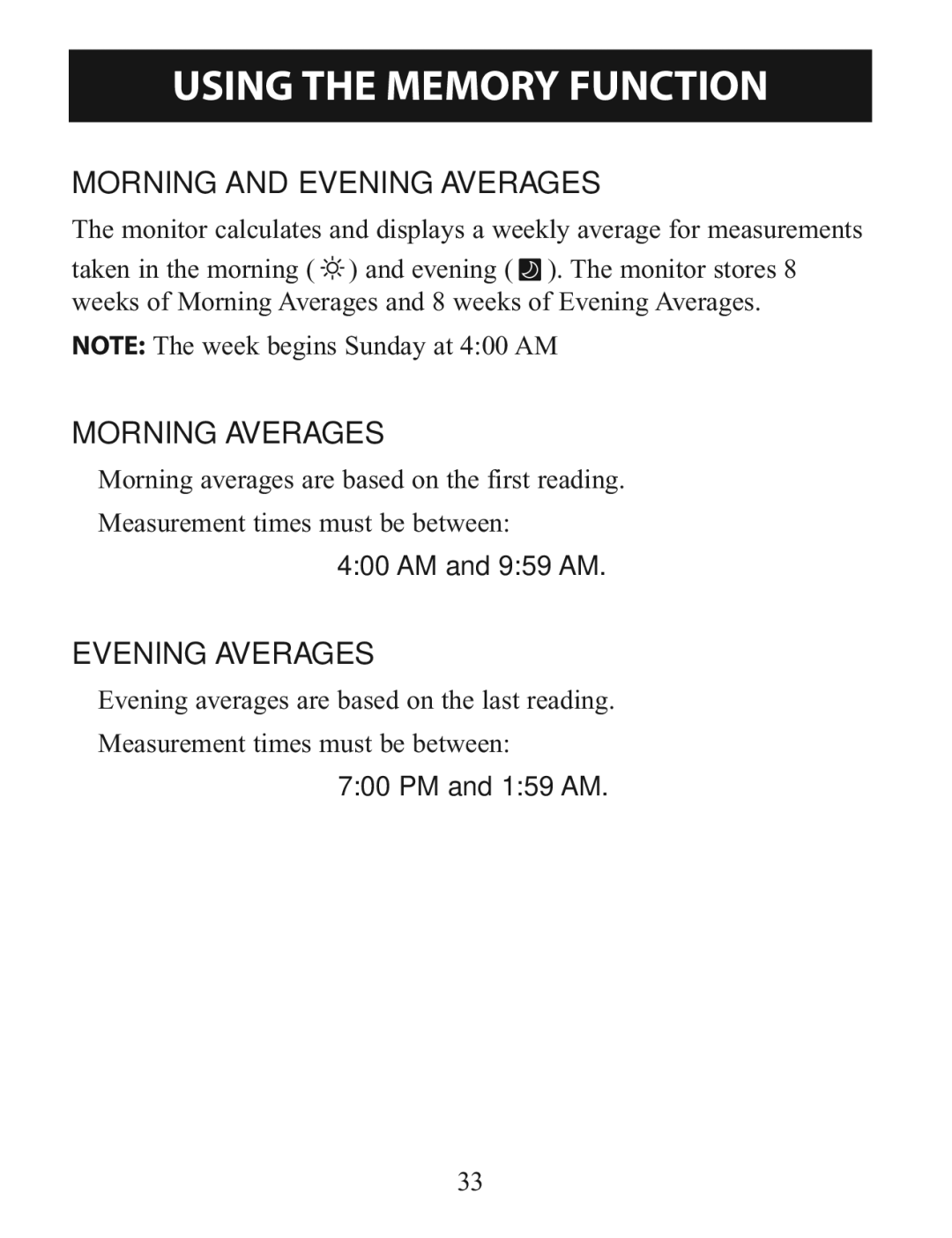 Omron Healthcare BP760 instruction manual Morning and Evening Averages, Morning Averages 