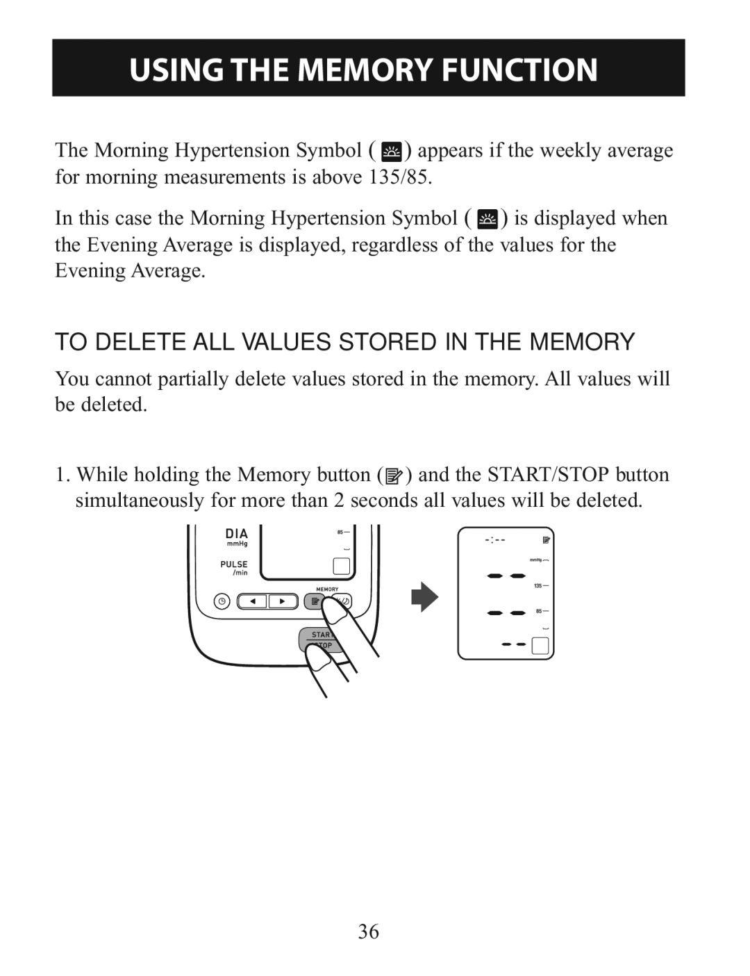 Omron Healthcare BP760 instruction manual To Delete ALL Values Stored in the Memory 