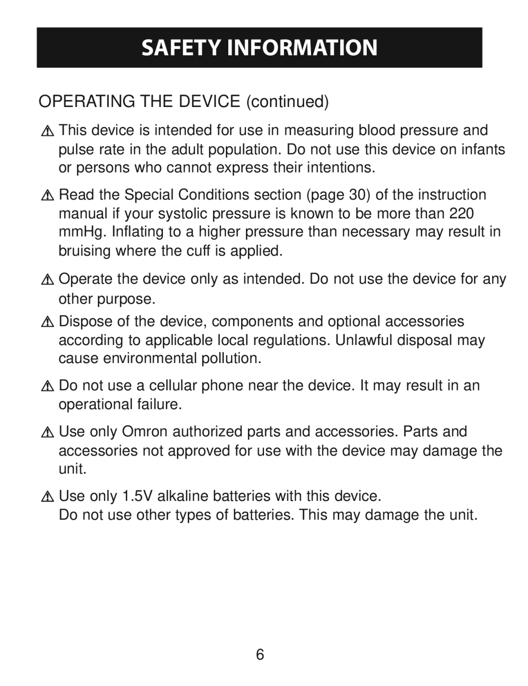 Omron Healthcare BP760 instruction manual Operating the Device 