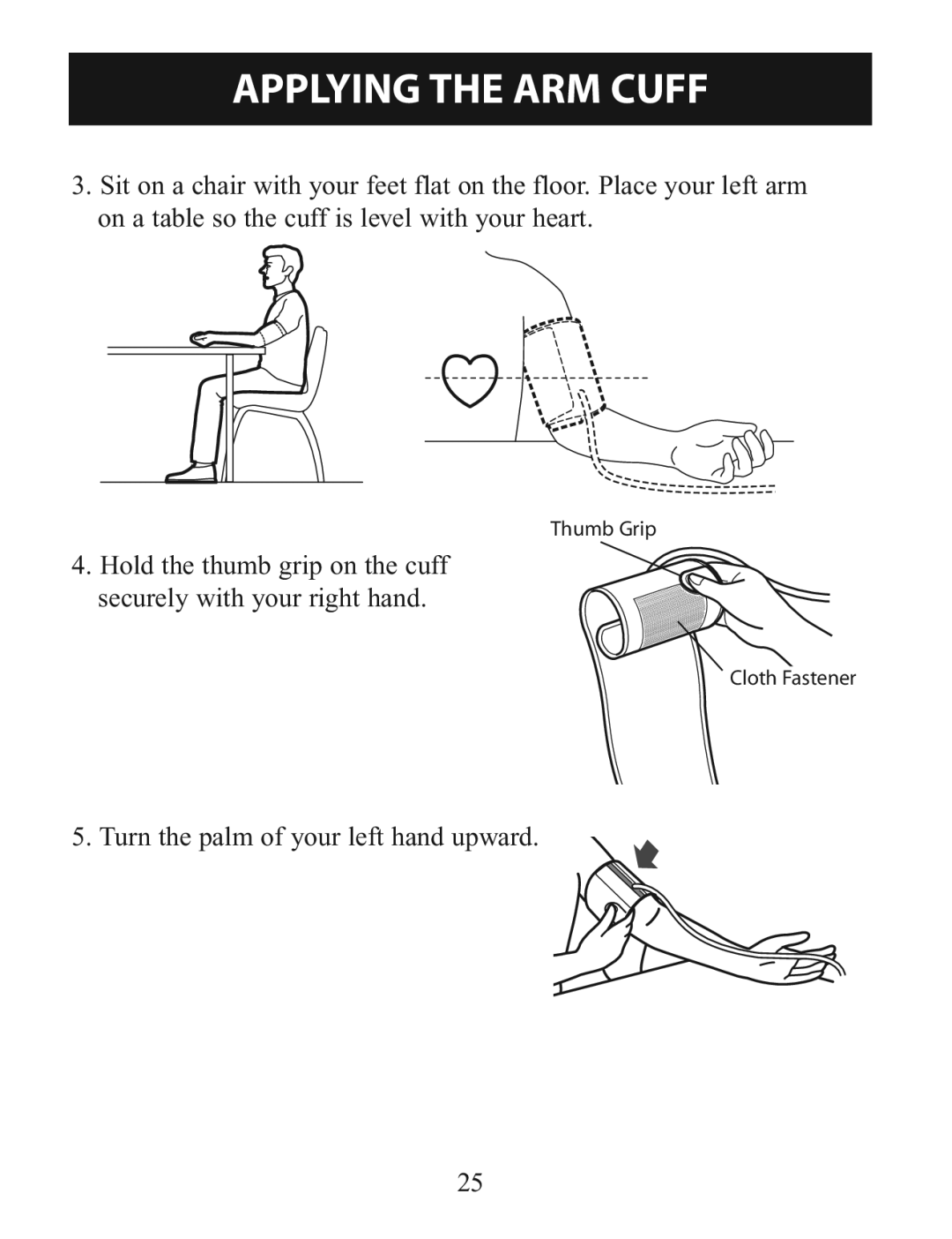 Omron Healthcare BP785 instruction manual Turn the palm of your left hand upward 