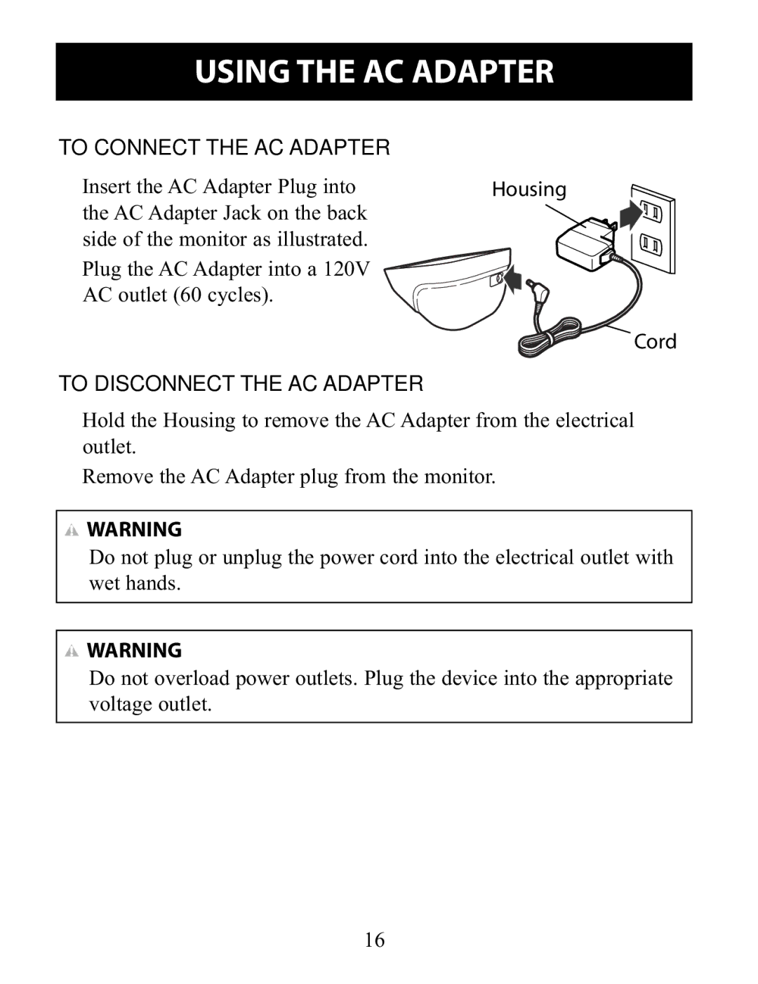 Omron Healthcare BP791IT instruction manual To Connect the AC Adapter 