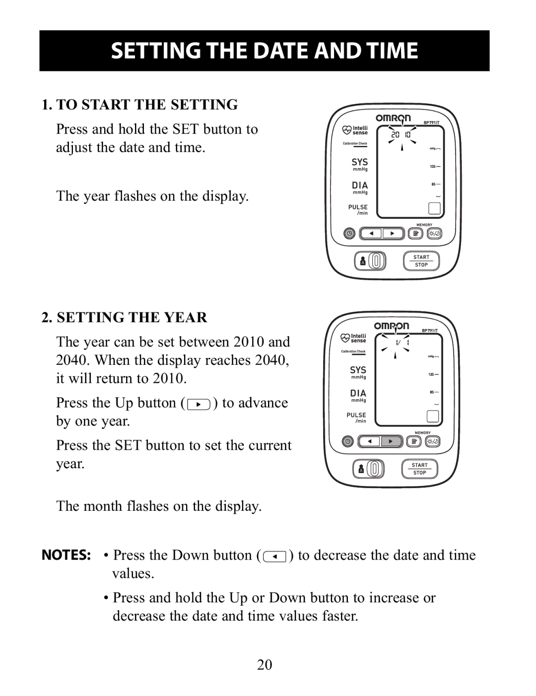 Omron Healthcare BP791IT instruction manual To Start the Setting 