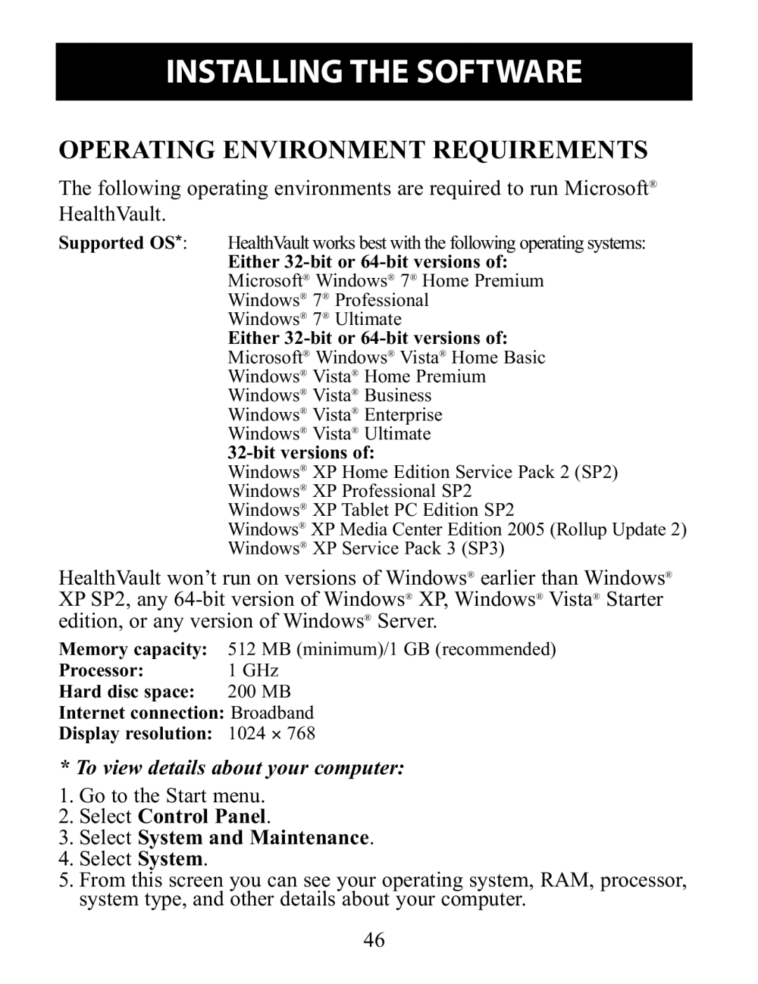 Omron Healthcare BP791IT instruction manual Operating Environment Requirements 