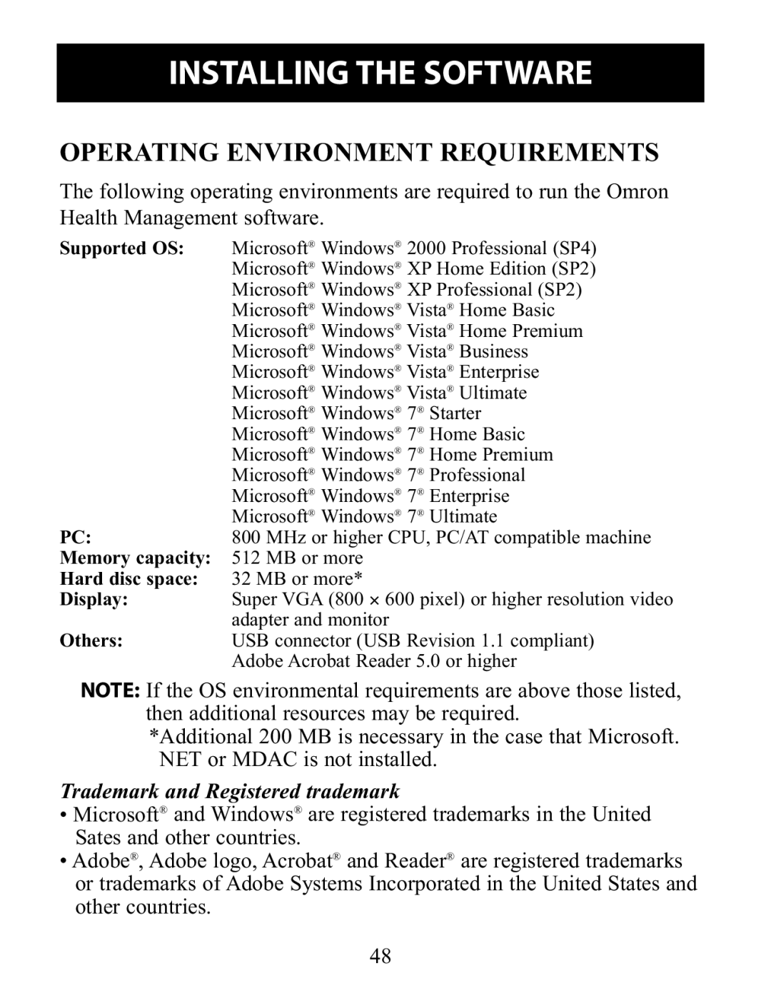 Omron Healthcare BP791IT instruction manual Trademark and Registered trademark 