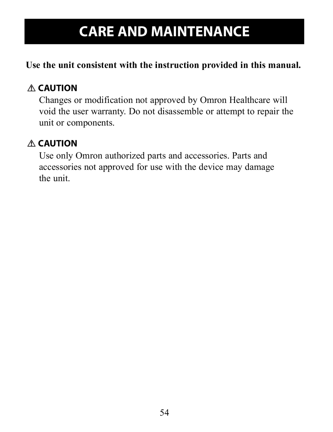 Omron Healthcare BP791IT instruction manual Care and Maintenance 