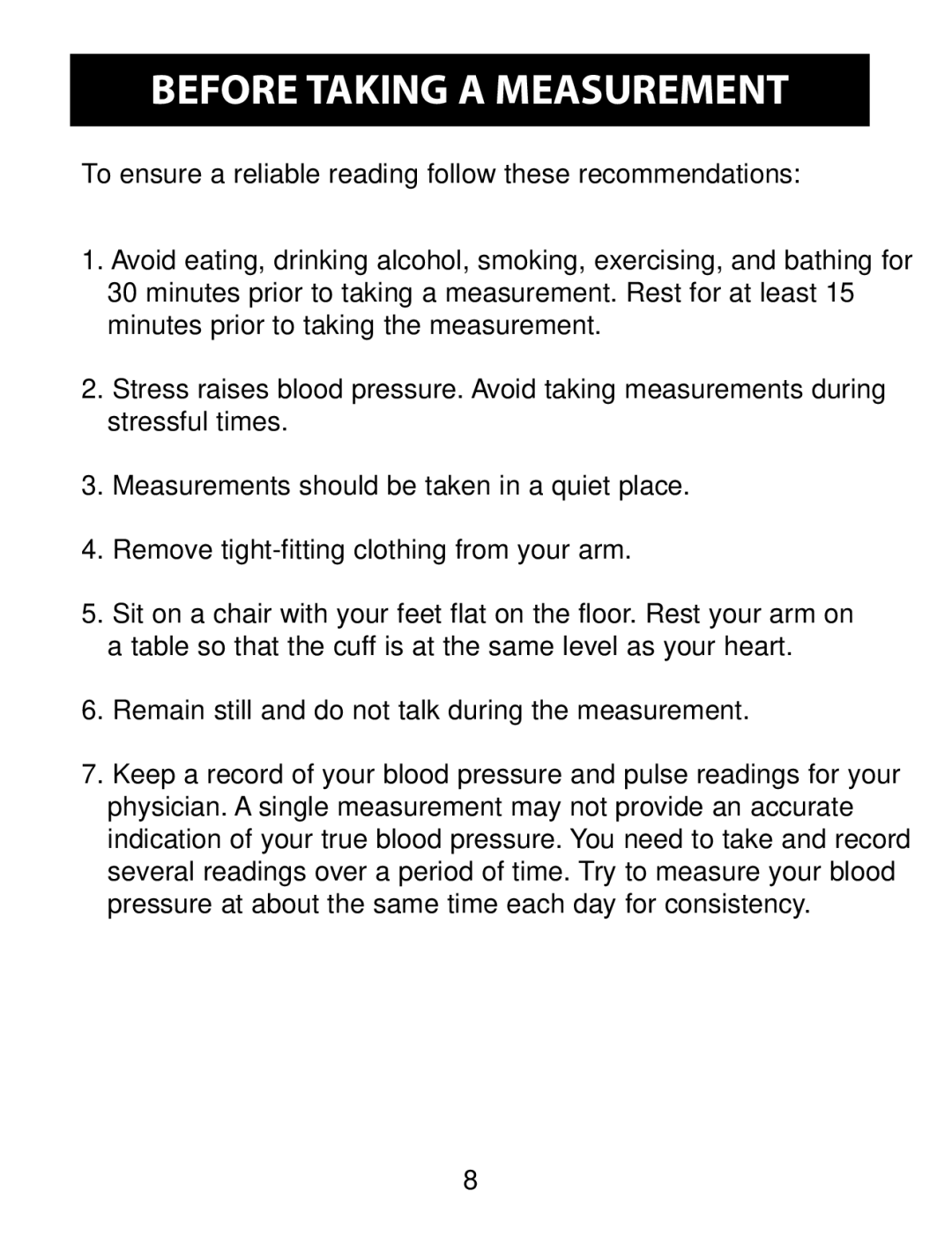 Omron Healthcare BP791IT instruction manual Before Taking a Measurement 