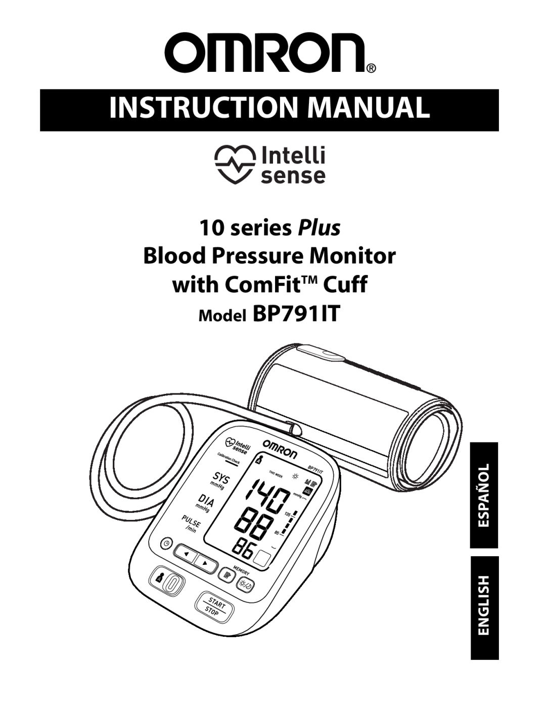 Omron Healthcare instruction manual series Plus Blood Pressure Monitor with ComFitTM Cuff, Model BP791IT 