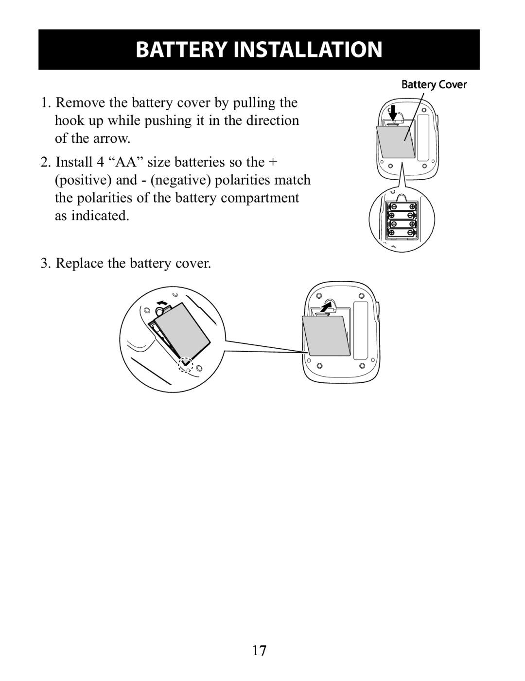 Omron Healthcare BP791IT instruction manual Battery Installation 