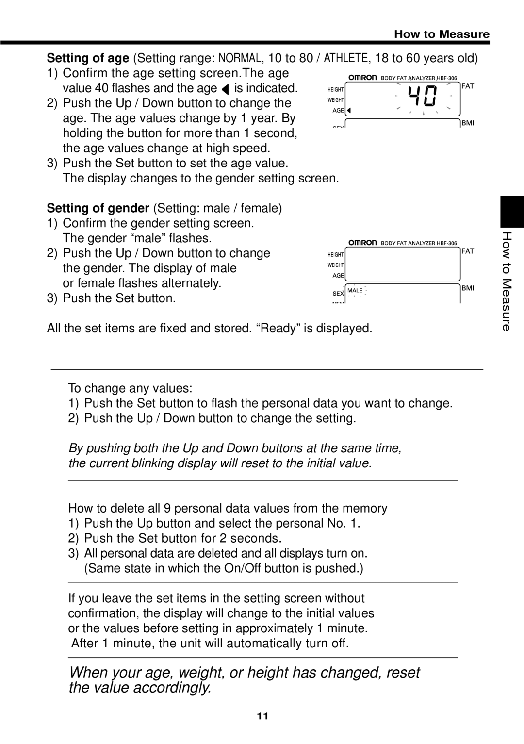 Omron Healthcare HBF-306 instruction manual How to Measure 