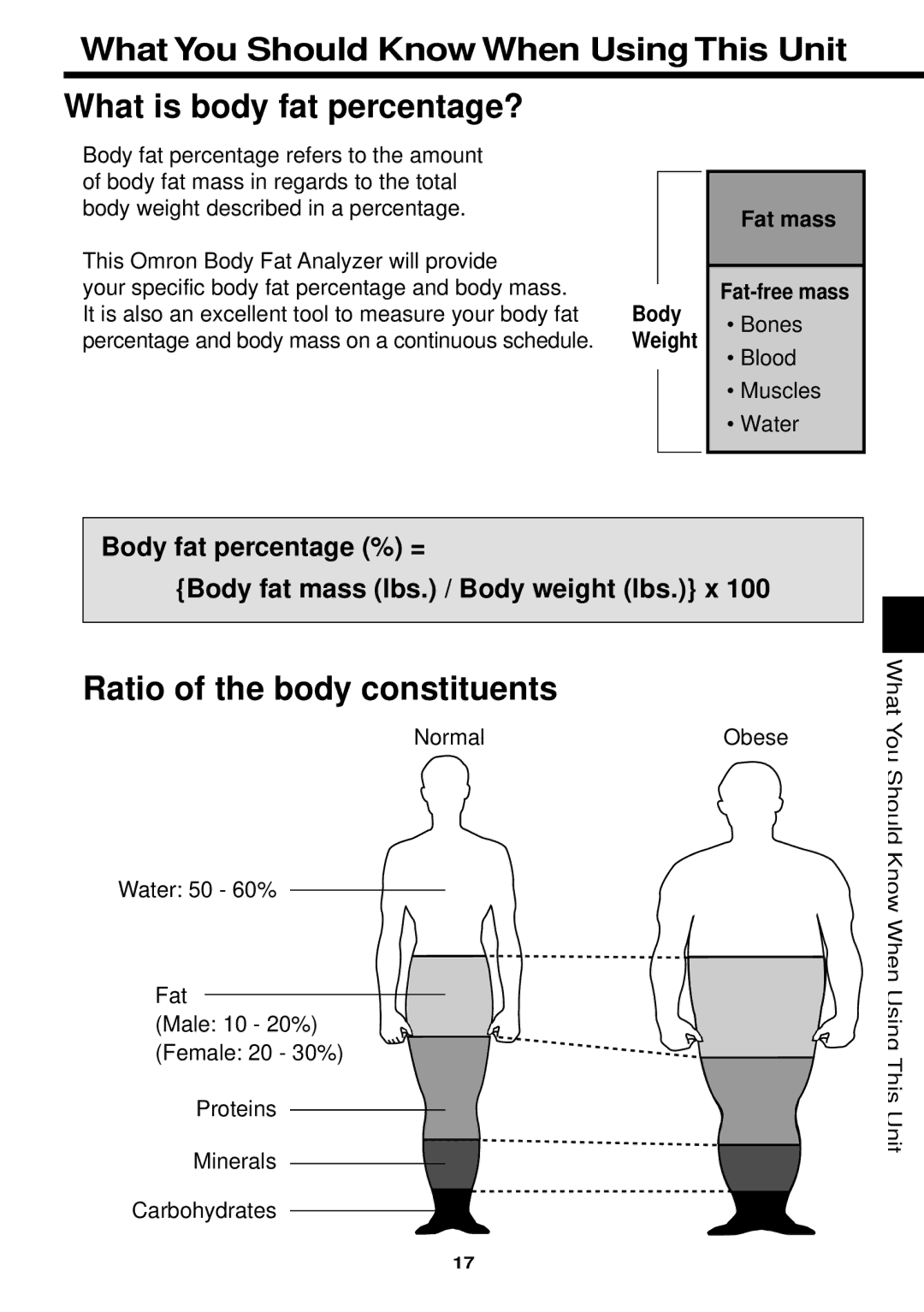 Omron Healthcare HBF-306 What is body fat percentage?, Ratio of the body constituents, Body, Fat mass Fat-free mass 