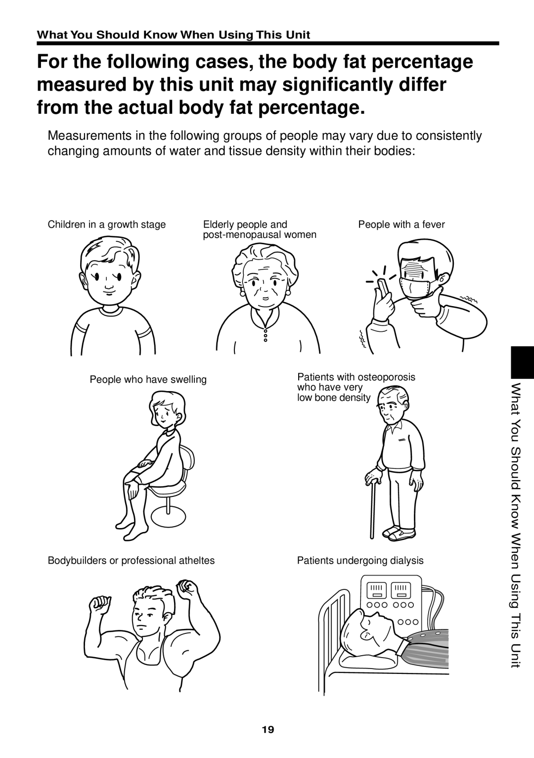 Omron Healthcare HBF-306 instruction manual Children in a growth stage Elderly people 