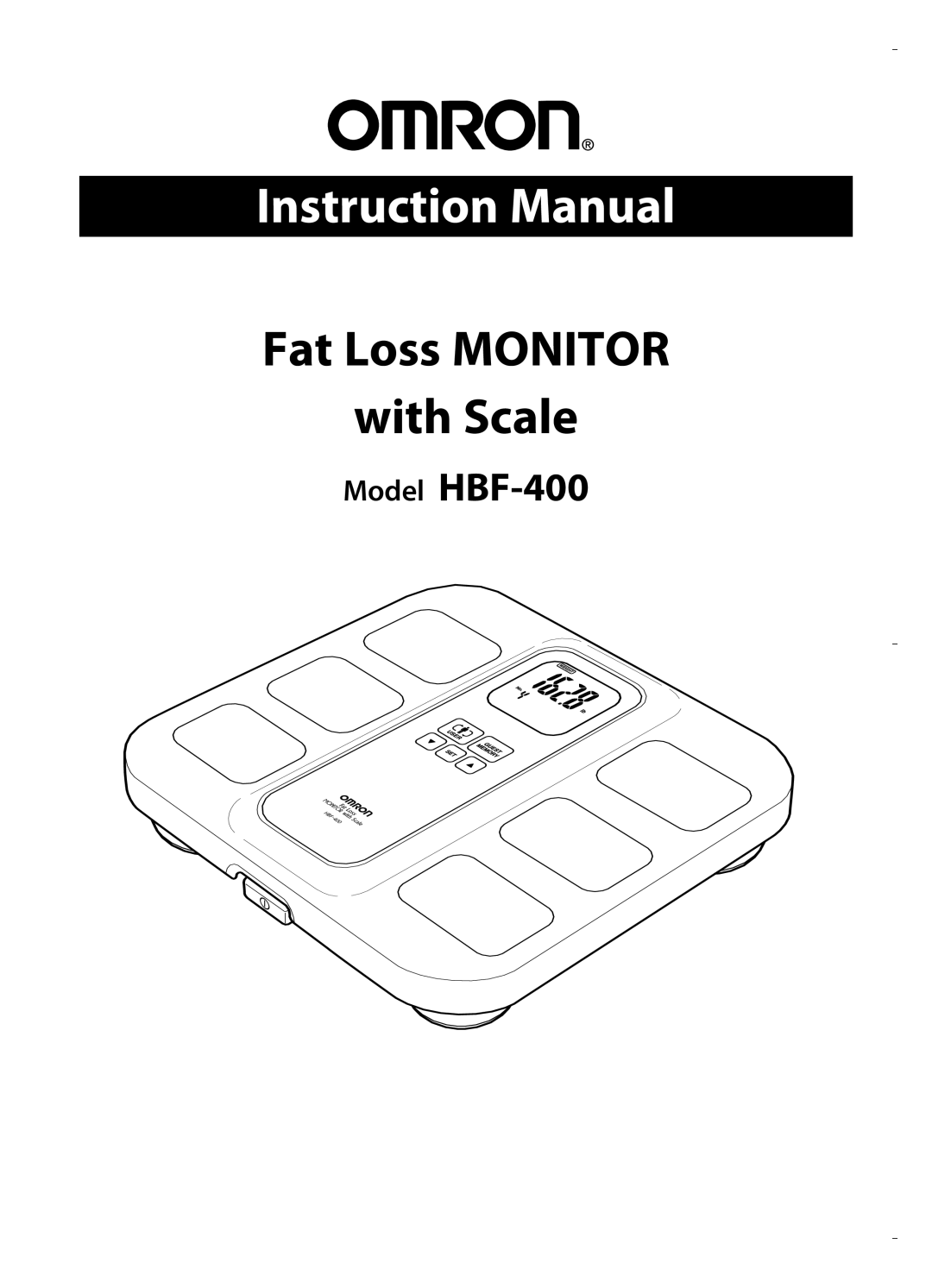 Omron Healthcare HBF-400 instruction manual Fat Loss Monitor With Scale 