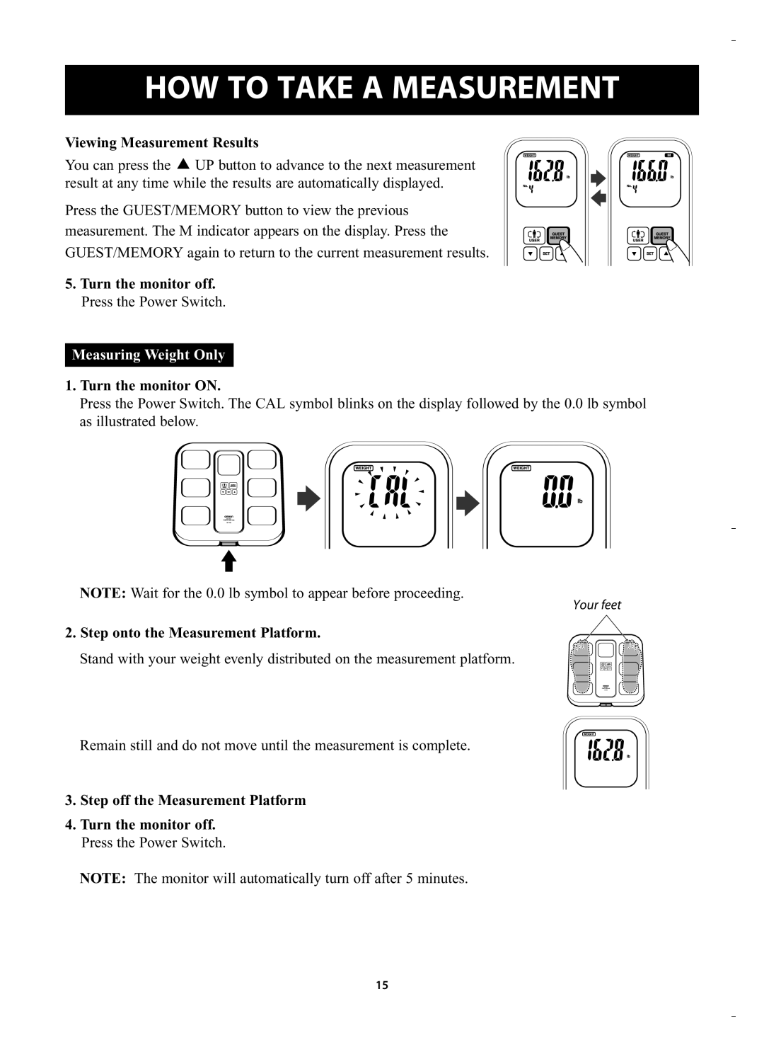 Omron Healthcare HBF-400 instruction manual Viewing Measurement Results, Turn the monitor off. Press the Power Switch 