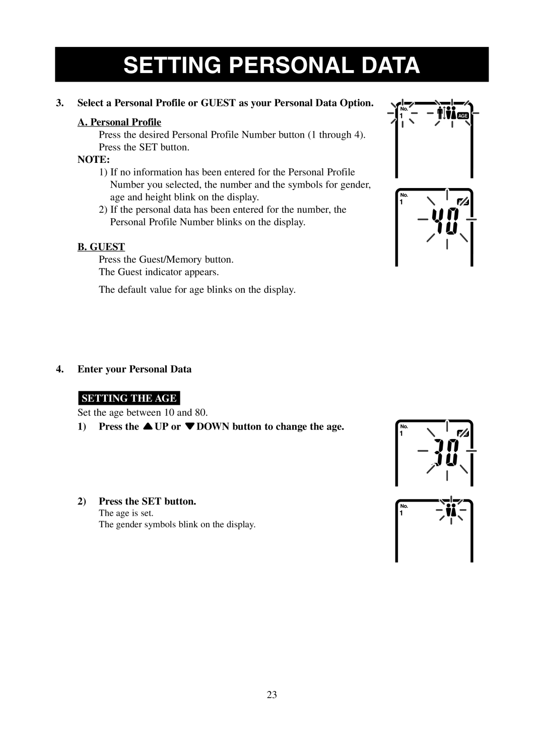 Omron Healthcare HBF-500 instruction manual Guest, Enter your Personal Data 