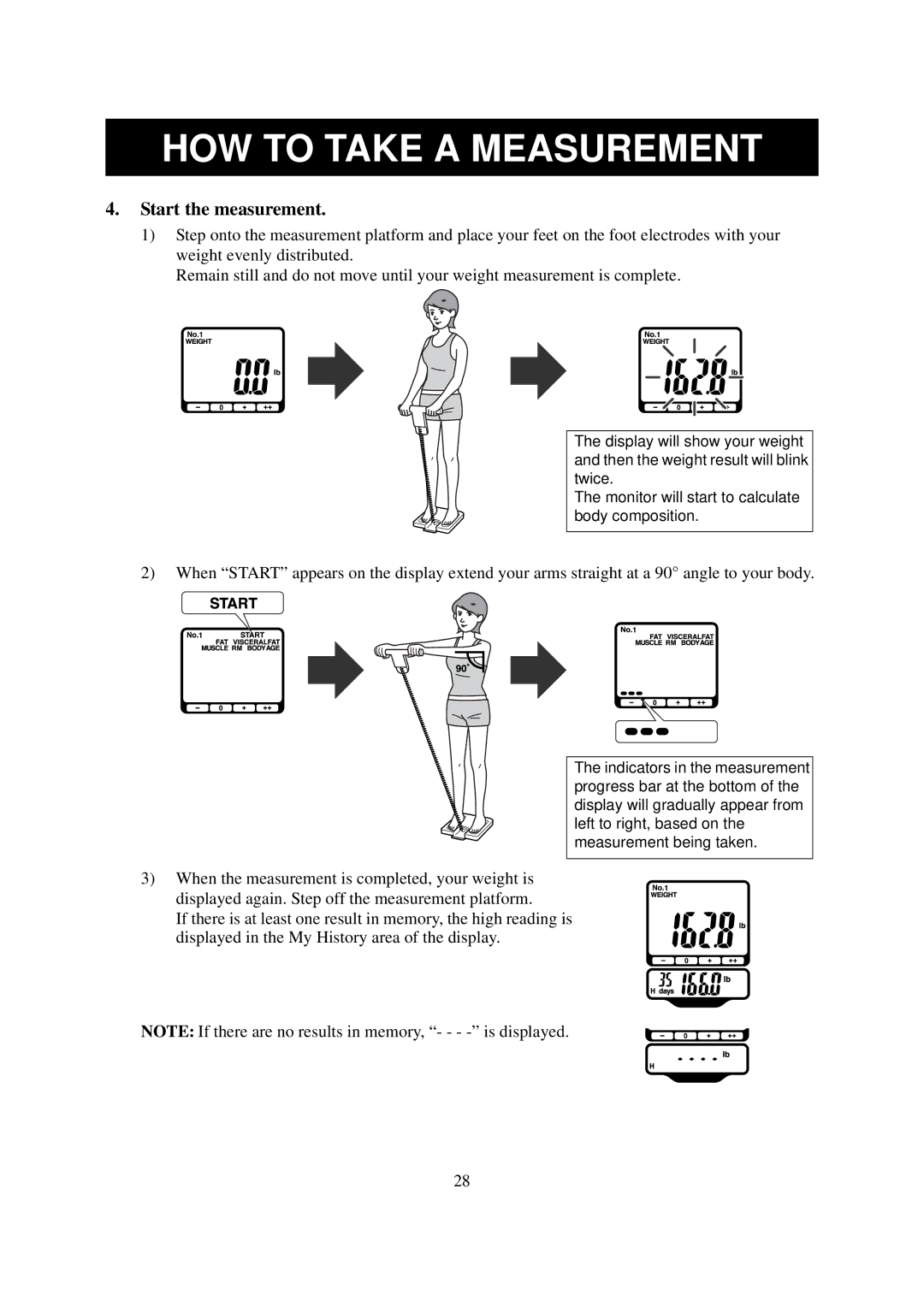 Omron Healthcare HBF-514 instruction manual Start the measurement 