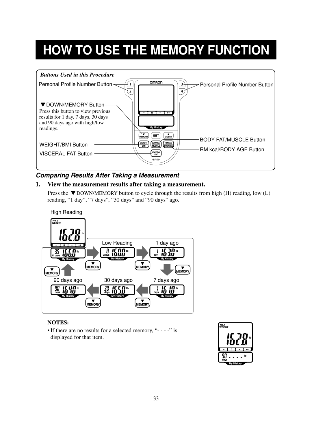 Omron Healthcare HBF-514 instruction manual Comparing Results After Taking a Measurement 