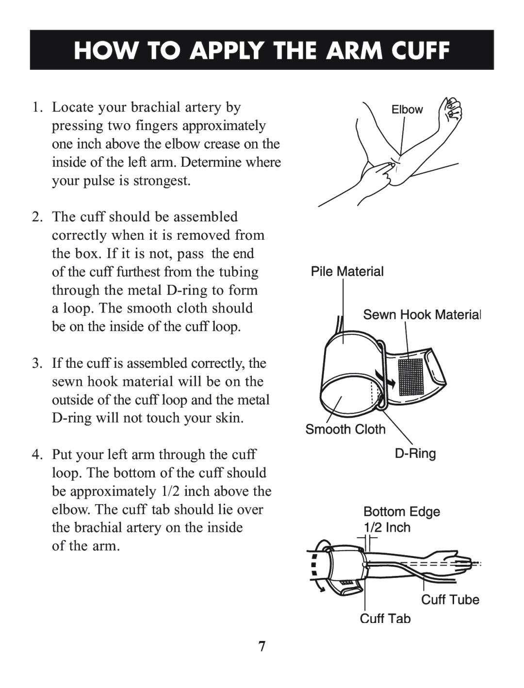 Omron Healthcare HEM-412C manual HOW to Apply the ARM Cuff 