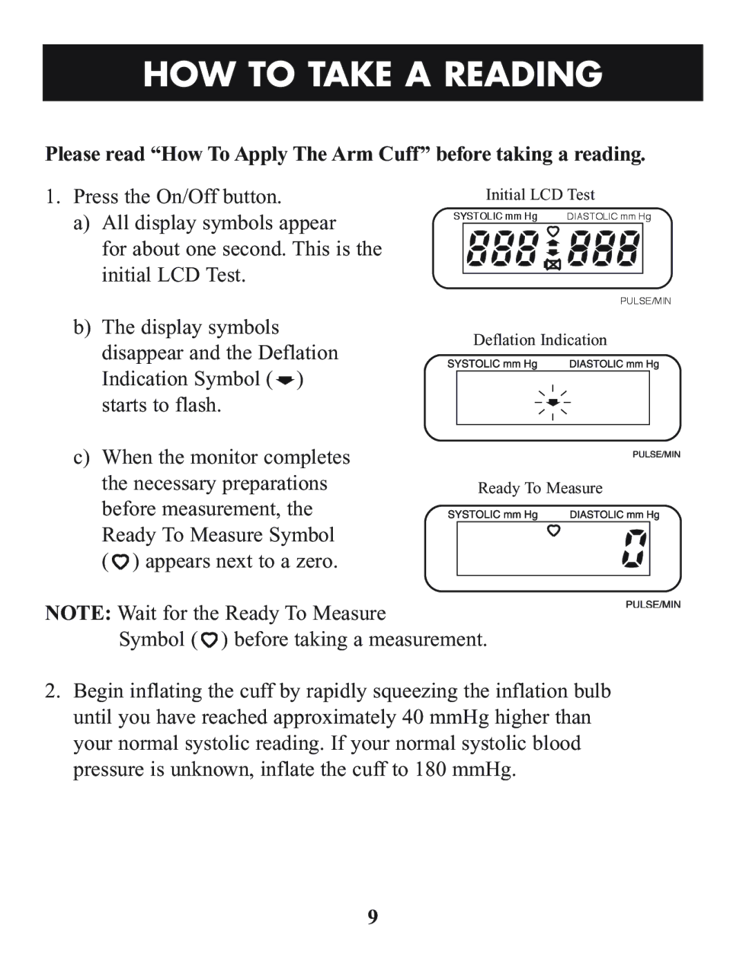 Omron Healthcare HEM-412C manual HOW to Take a Reading 