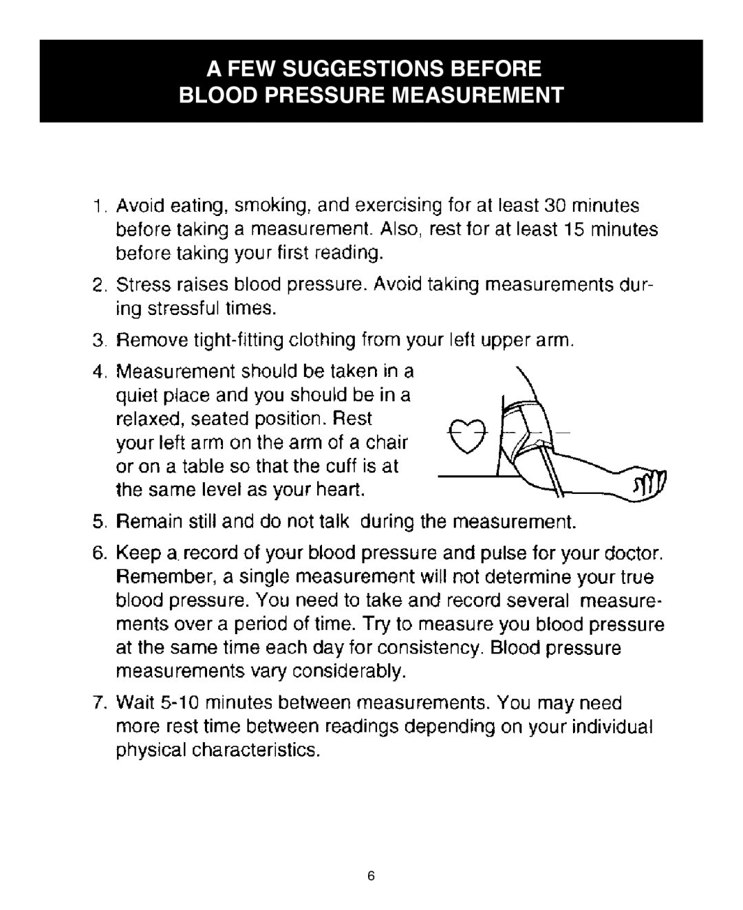 Omron Healthcare HEM-431C instruction manual FEW Suggestions Before Blood Pressure Measurement 