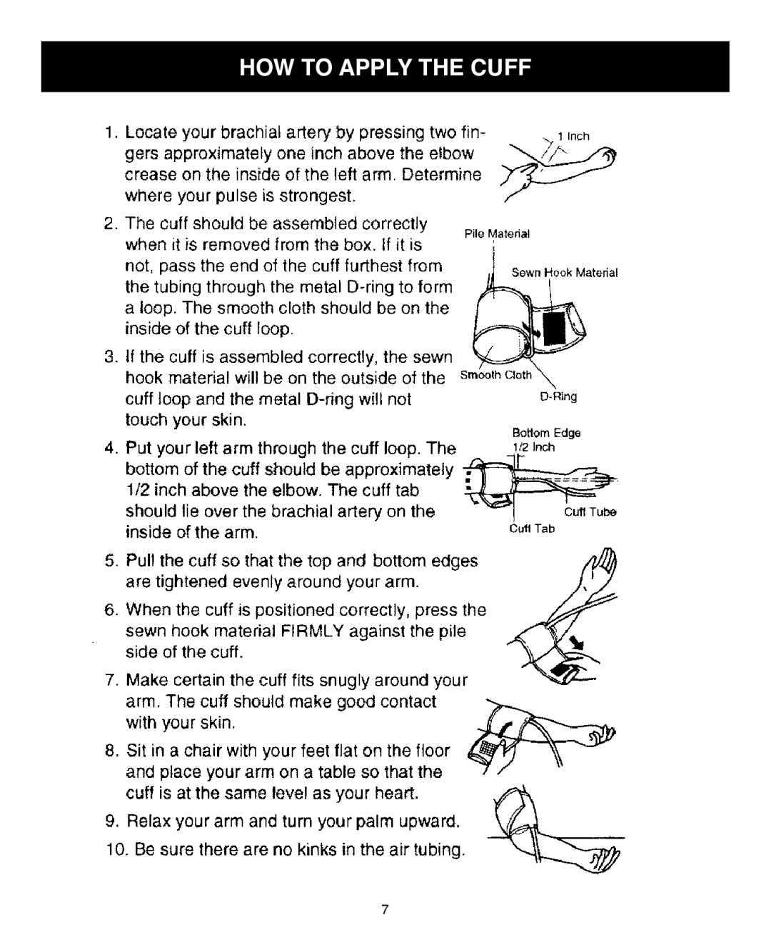 Omron Healthcare HEM-431C instruction manual HOW to Apply the Cuff 