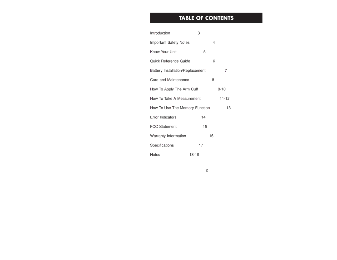 Omron Healthcare HEM-432C manual Table of Contents 