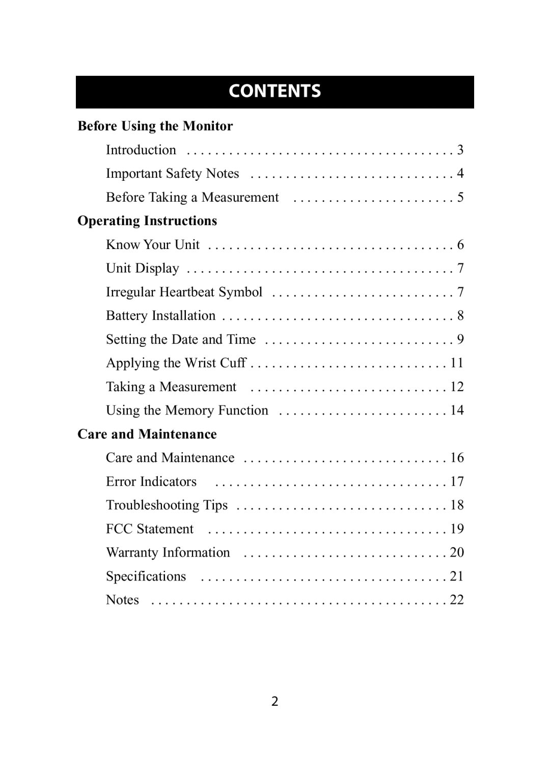 Omron Healthcare HEM-609 instruction manual Contents 