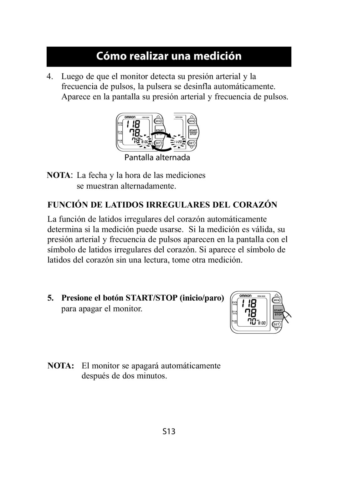 Omron Healthcare HEM-609 instruction manual Función DE Latidos Irregulares DEL Corazón 