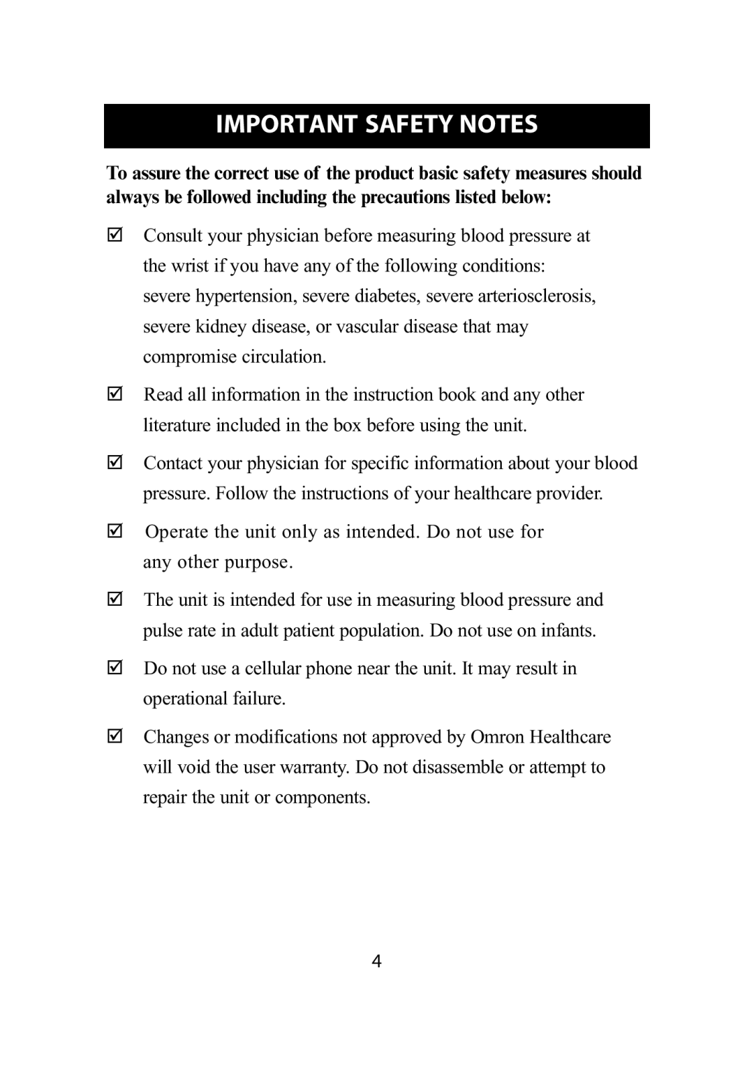 Omron Healthcare HEM-609 instruction manual Important Safety Notes 