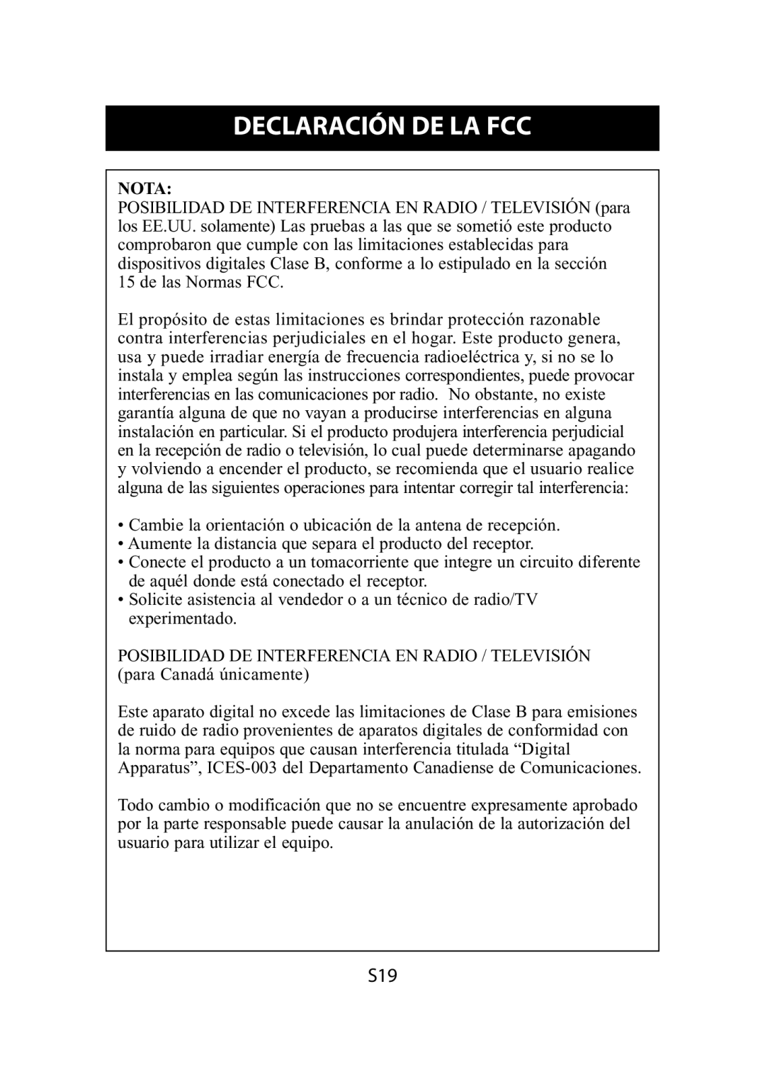 Omron Healthcare HEM-609 instruction manual Declaración De La Fcc, Nota 