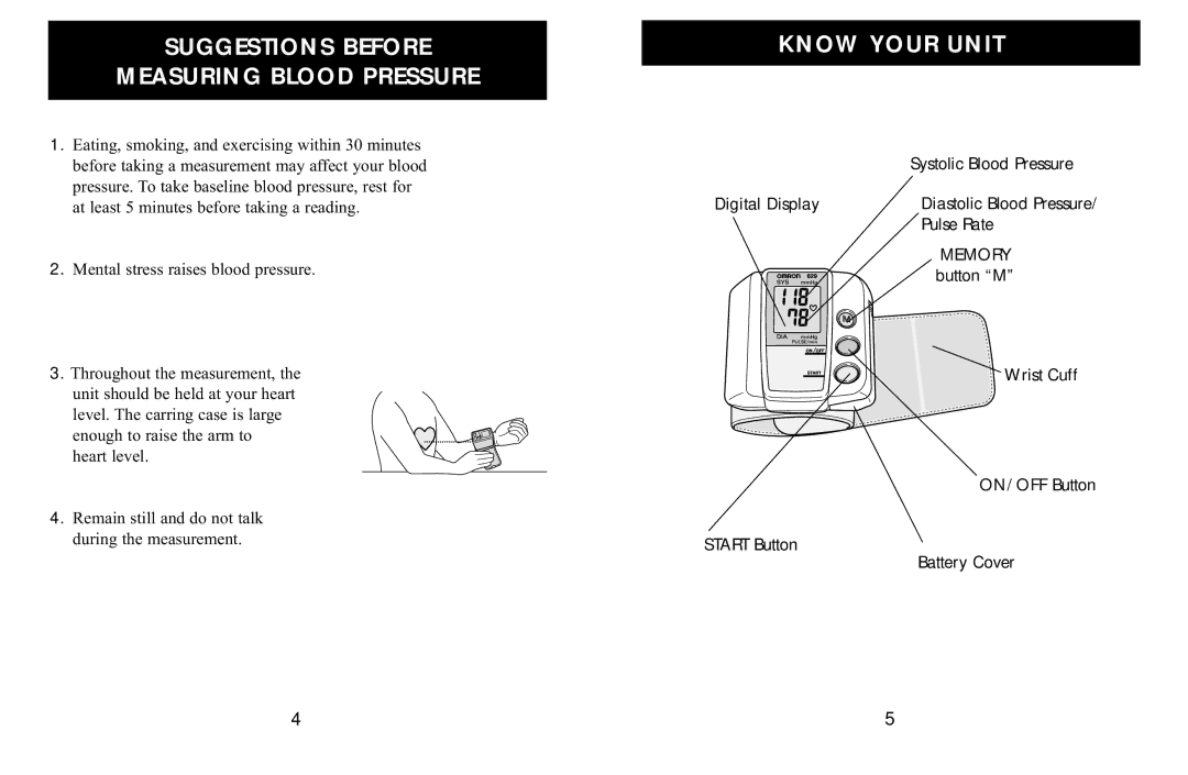 Omron Healthcare HEM-629 manual Suggestions Before Measuring Blood Pressure, Know Your Unit 