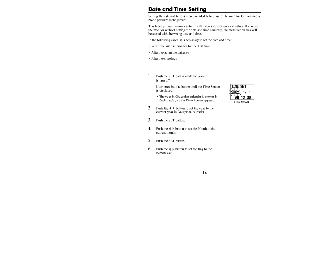 Omron Healthcare HEM-637 manual Date and Time Setting 