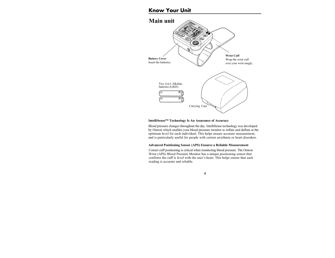 Omron Healthcare HEM-637 manual Know Your Unit, IntelliSense Technology Is An Assurance of Accuracy 