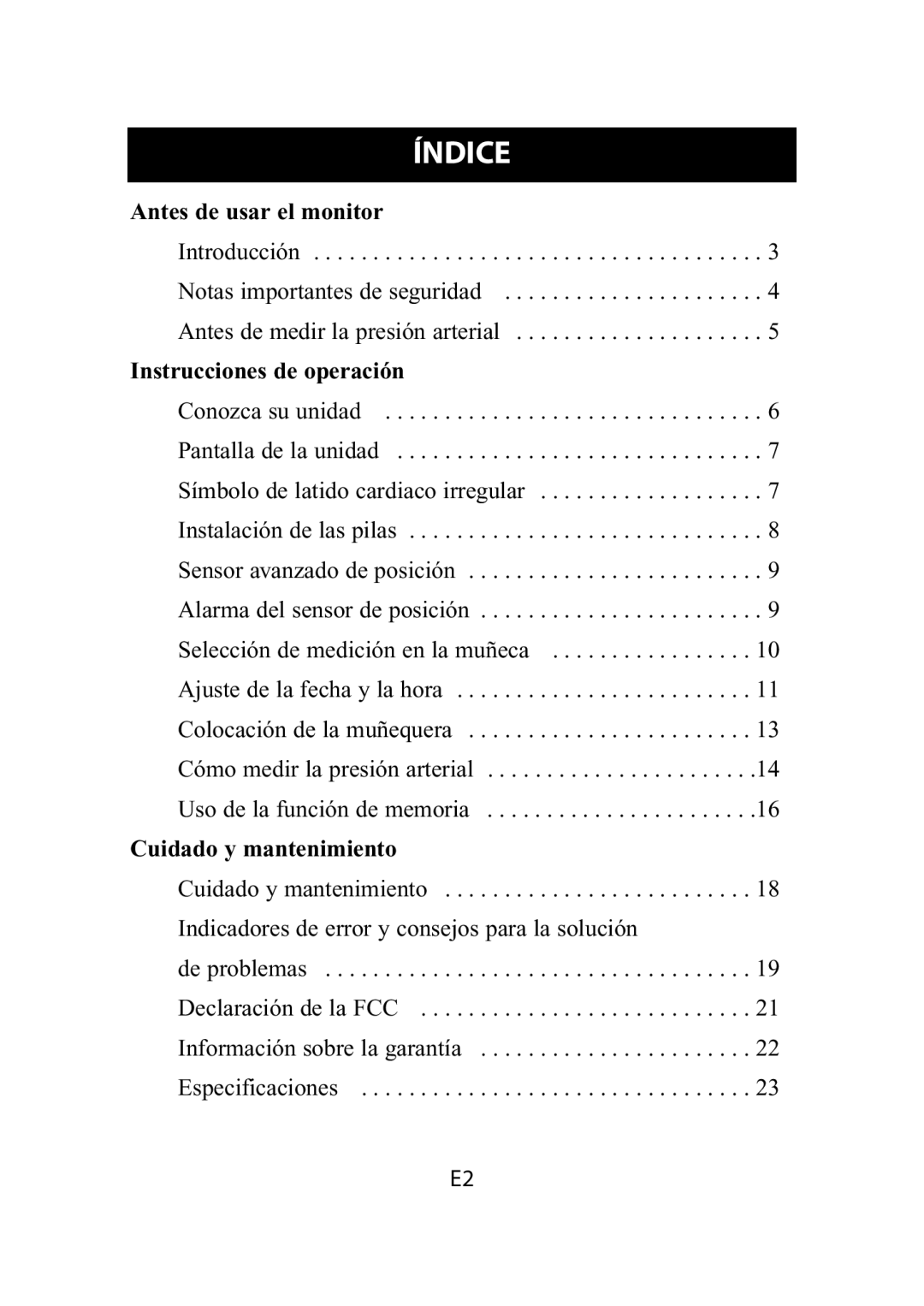 Omron Healthcare HEM-650 instruction manual Índice, Instrucciones de operación 