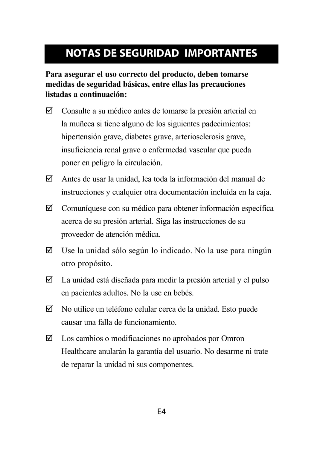 Omron Healthcare HEM-650 instruction manual Notas DE Seguridad Importantes 