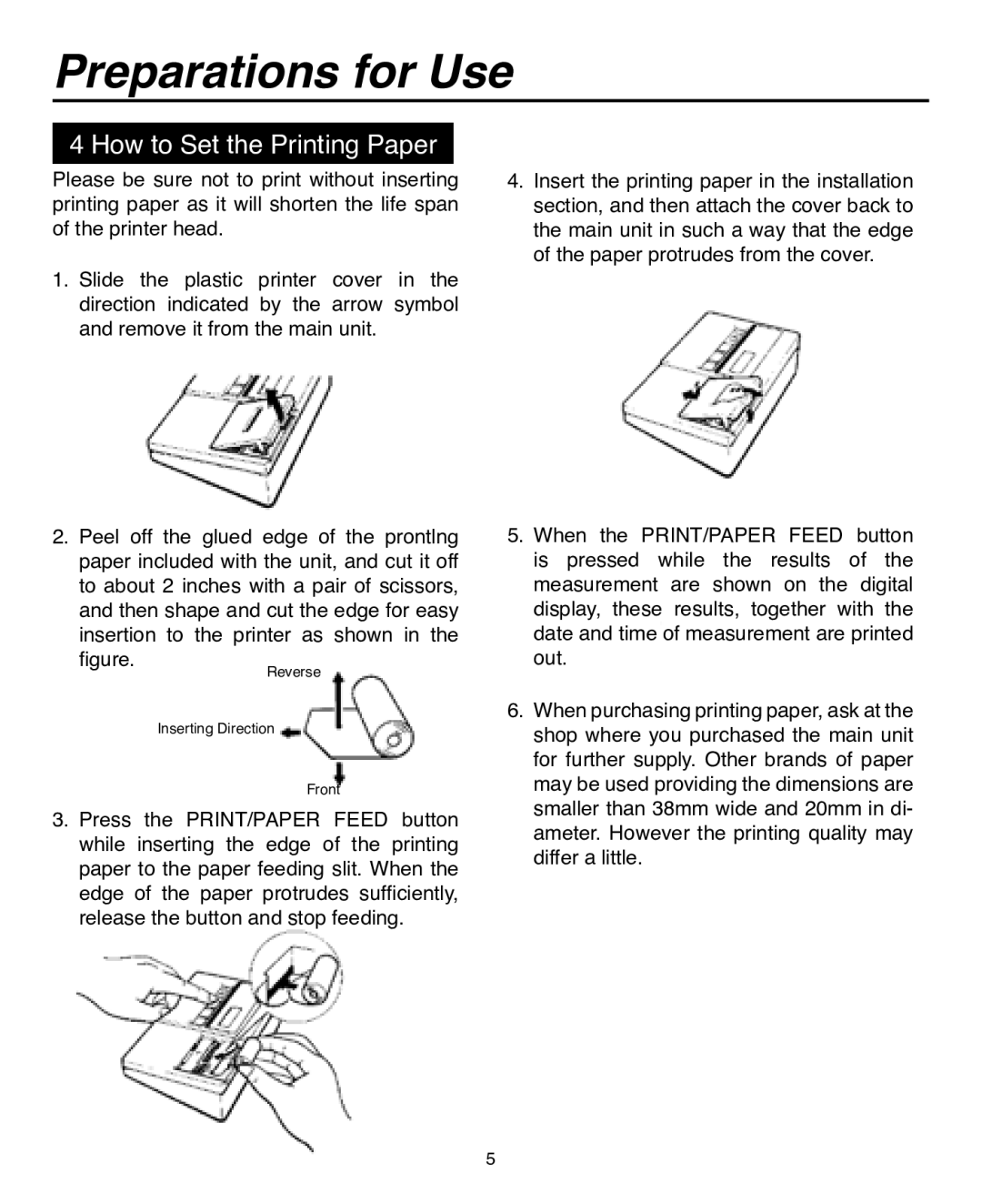 Omron Healthcare HEM-703CP instruction manual How to Set the Printing Paper, Figure..Reverse 