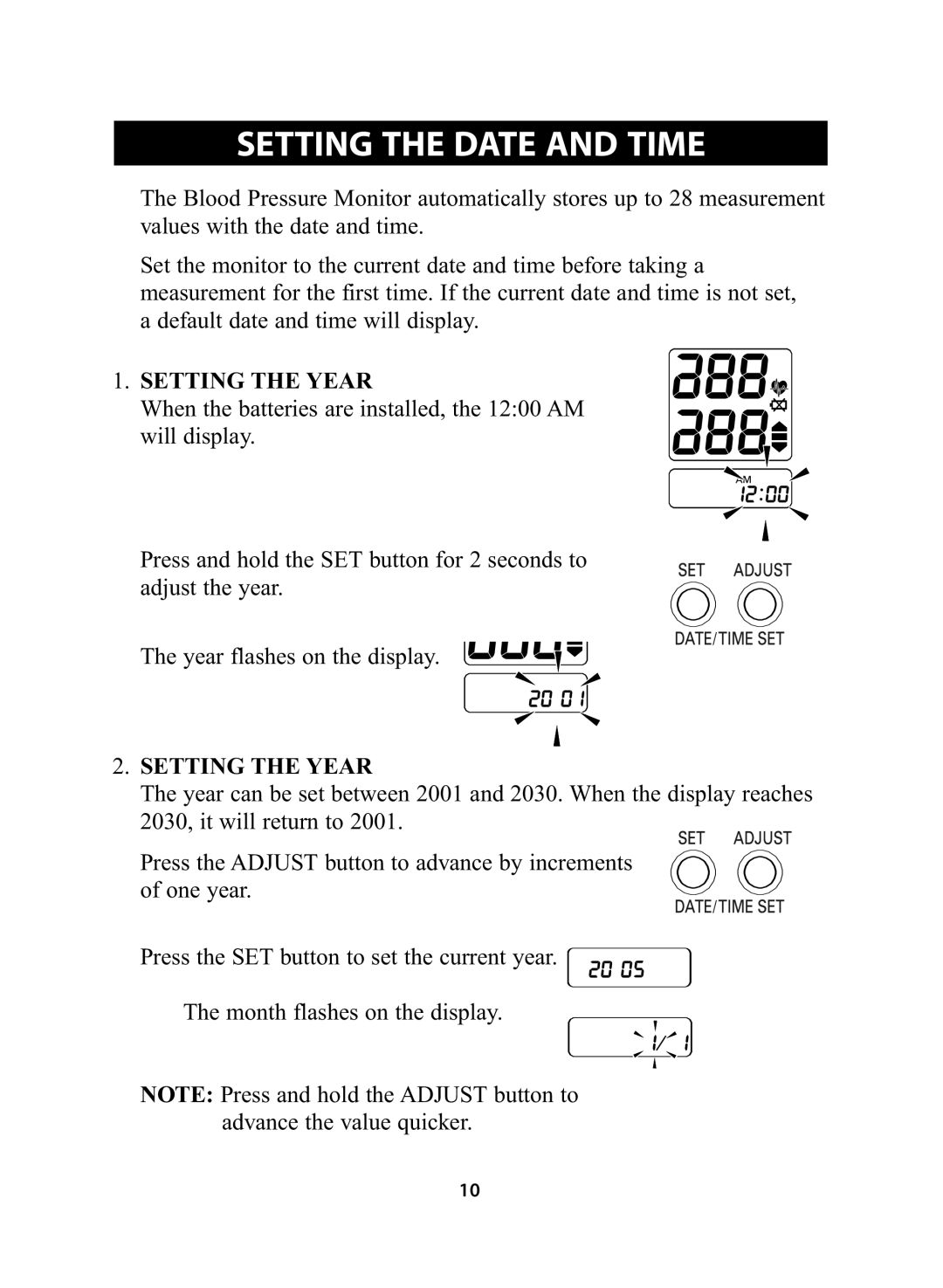 Omron Healthcare HEM-705CP instruction manual Setting the Date and Time 